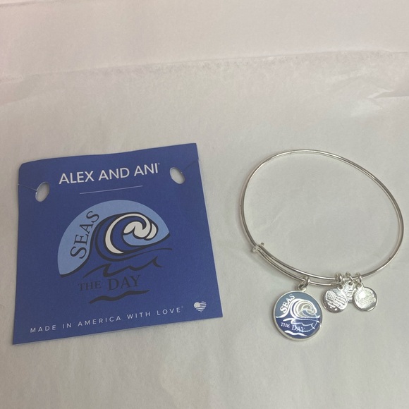 🔴⬇️ ALEX AND ANI silver tone Seas the day bracelet 🌊 good energy ✨ - Picture 1 of 4